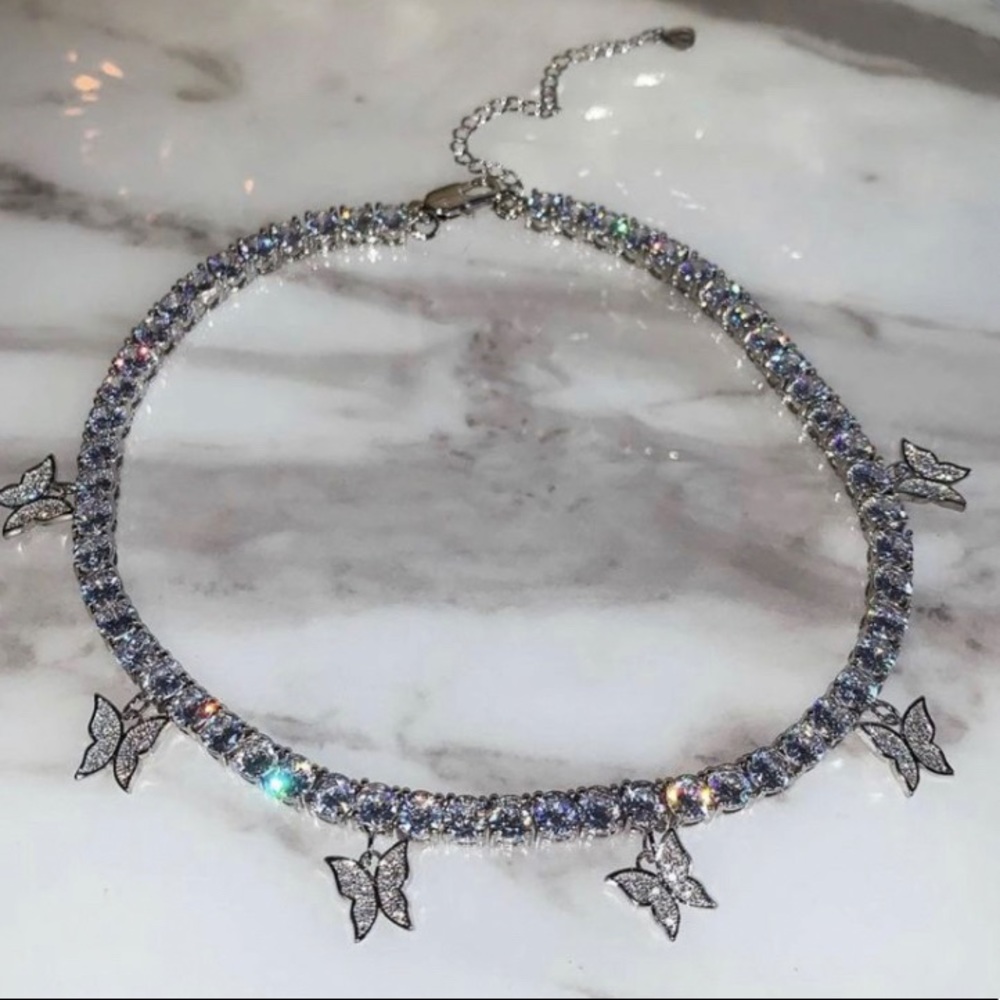 Butterfly Rhinestone charmed Chocker Neckalce
